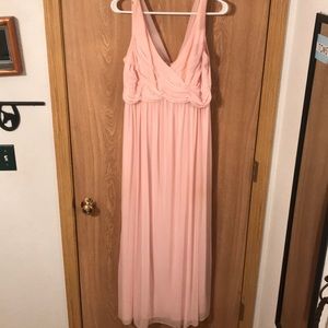 Long pale pink bridesmaid dress